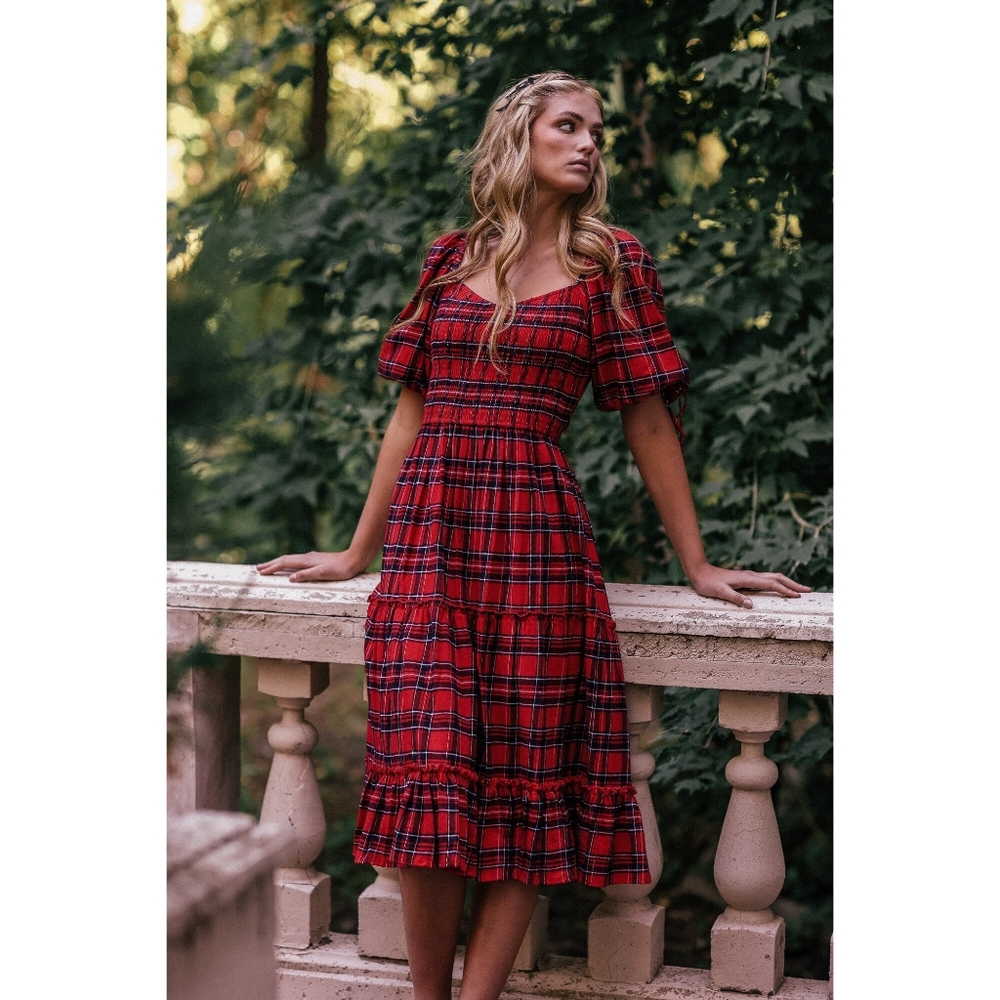 Jessakae Clara Red Plaid Dress Large